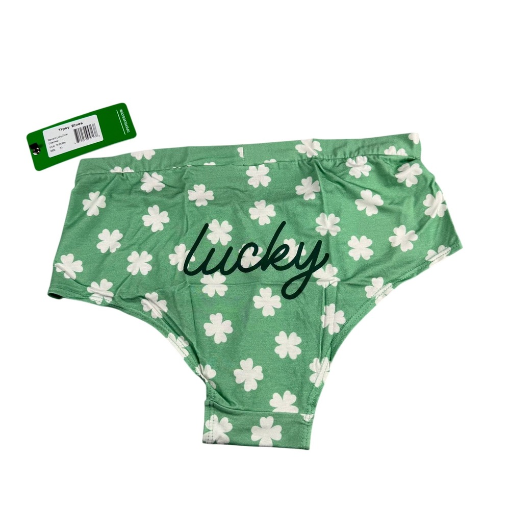 NWT Tipsy Elves Womens Size XL Lucky Clover Underwear Green White Shamrocks‎